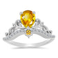 Anillo de Plata con Citrino de los Montes Urales y Topacio Blanco