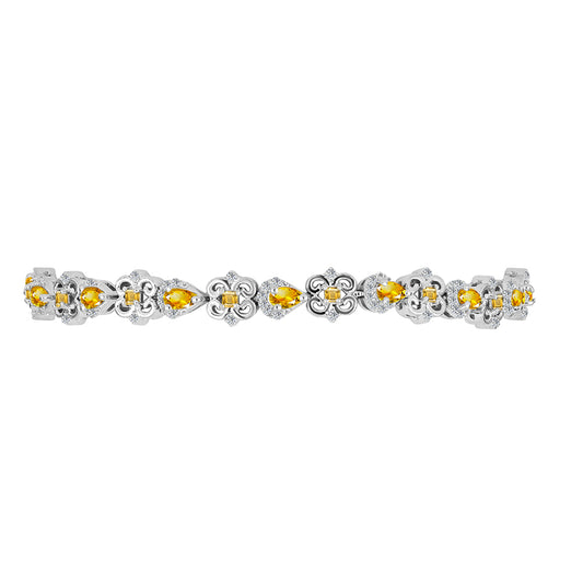Pulsera de Plata con Citrino de los Montes Urales y Topacio Blanco
