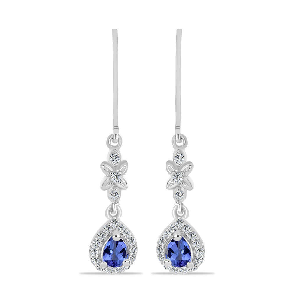 Pendientes de Plata con Tanzanita y Topacio Blanco 1 