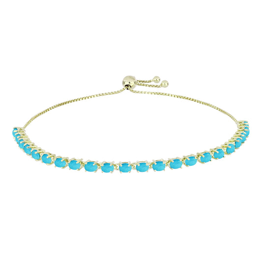 Pulsera de Plata Bañada en Oro con Turquesa Bella Durmiente