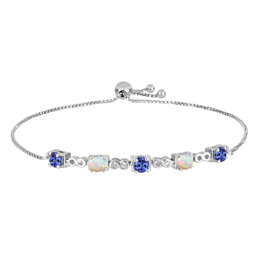 Pulsera de Plata con Tanzanita y Ópalo Etíope de Lega Dembi