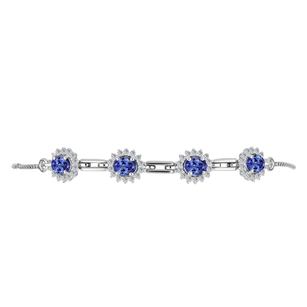 Pulsera de Plata con Tanzanita y Topacio Blanco 2 