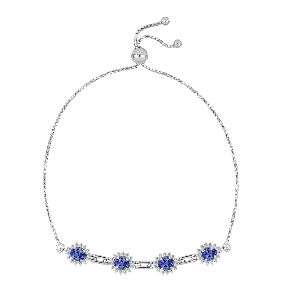 Pulsera de Plata con Tanzanita y Topacio Blanco