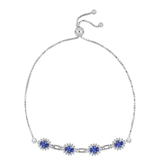 Pulsera de Plata con Tanzanita y Topacio Blanco