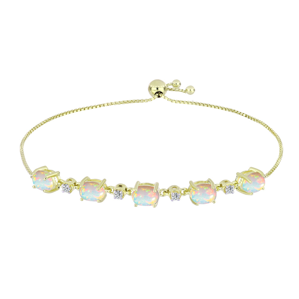 Pulsera de Plata Bañada en Oro con Ópalo Etíope de Lega Dembi y Topacio Blanco