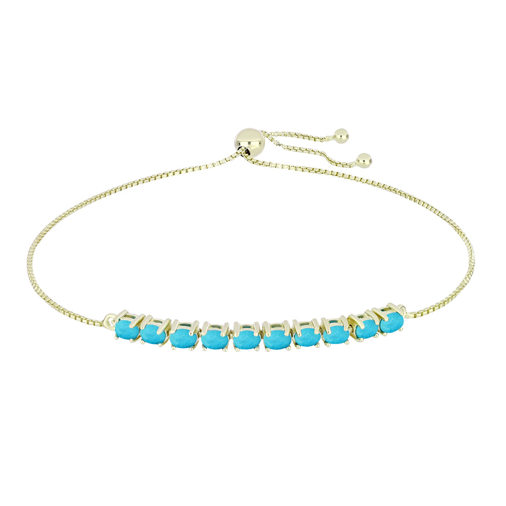 Pulsera de Plata Bañada en Oro con Turquesa Bella Durmiente