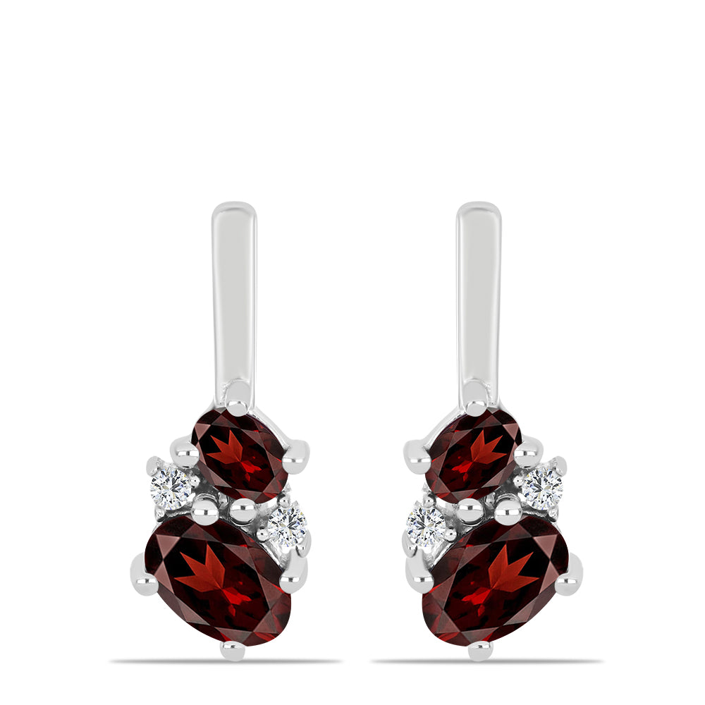 Pendientes de Plata con Granate Barton y Topacio Blanco 1 