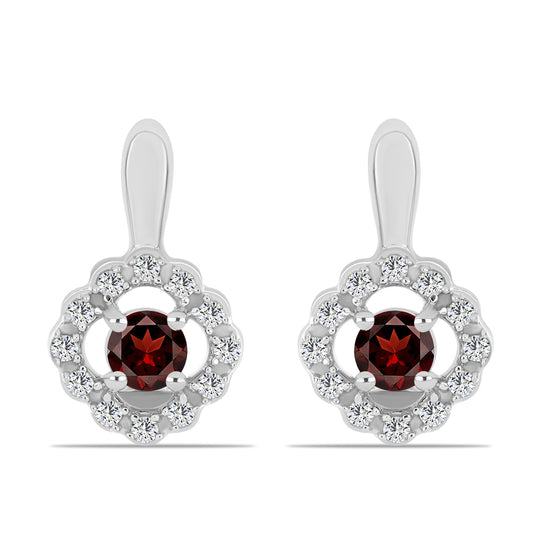 Pendientes de Plata con Granate Barton y Topacio Blanco