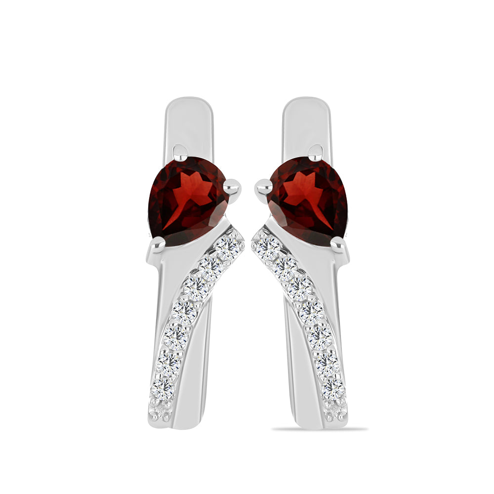 Pendientes de Plata con Granate Barton y Topacio Blanco 1 