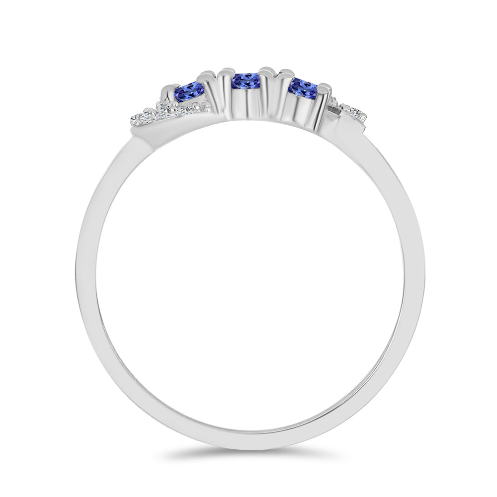 Anillo de Plata con Tanzanita y Topacio Blanco
