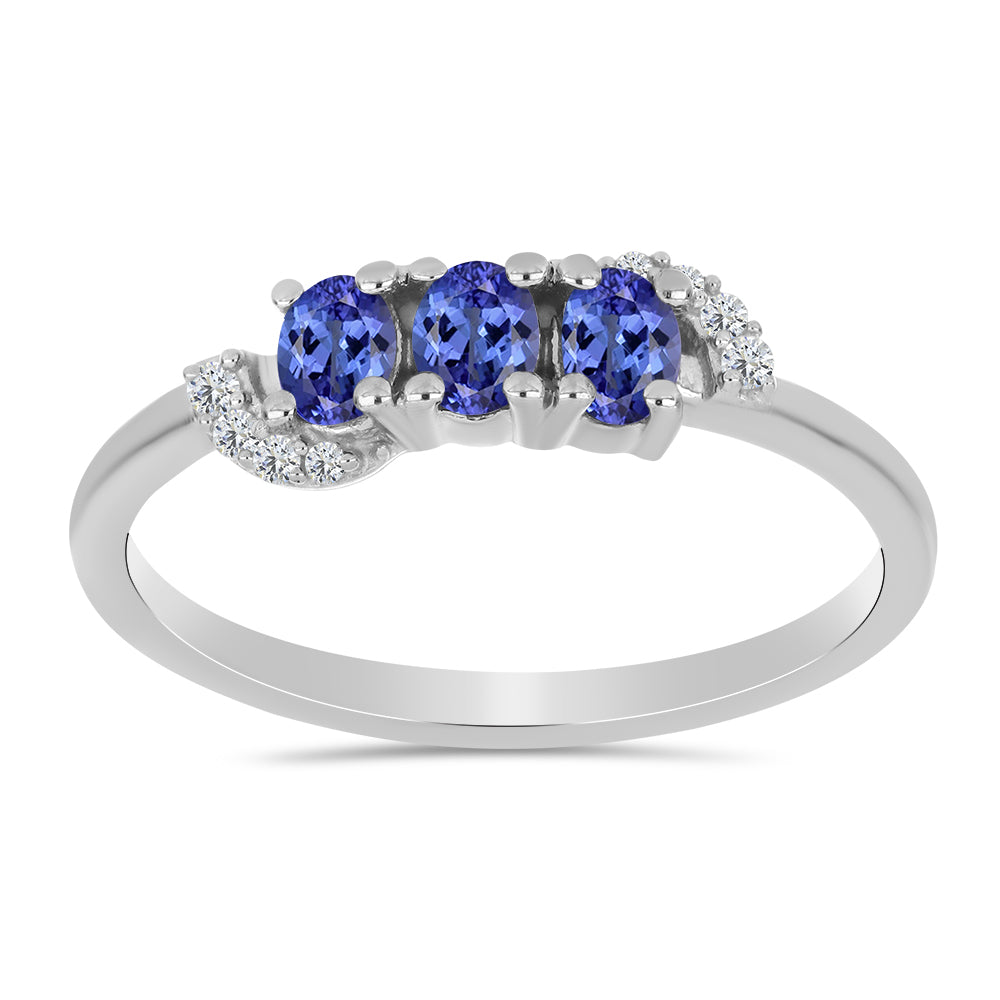 Anillo de Plata con Tanzanita y Topacio Blanco