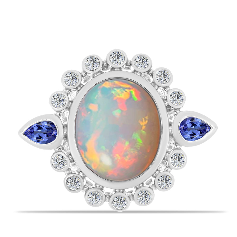 Anillo de Plata con Tanzanita y Ópalo Etíope de Lega Dembi 1 