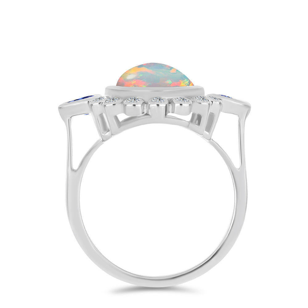 Anillo de Plata con Tanzanita y Ópalo Etíope de Lega Dembi