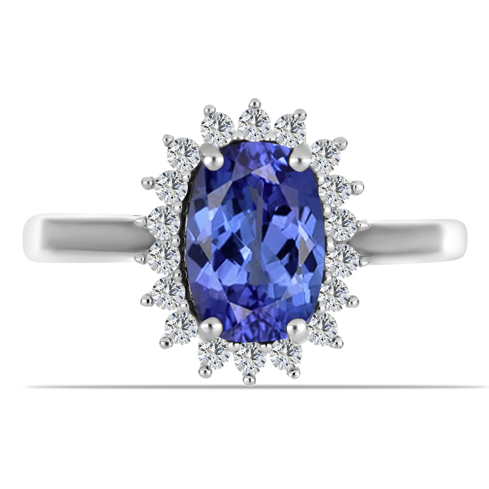 Anillo de Plata con Tanzanita y Topacio Blanco