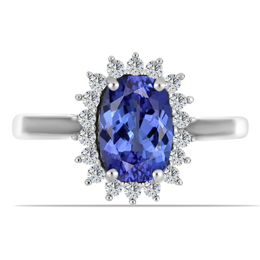 Anillo de Plata con Tanzanita y Topacio Blanco