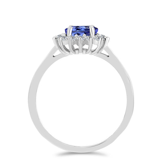 Anillo de Plata con Tanzanita y Topacio Blanco