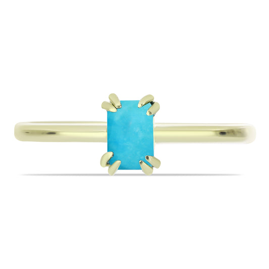 Anillo de Plata Bañada en Oro con Turquesa Bella Durmiente