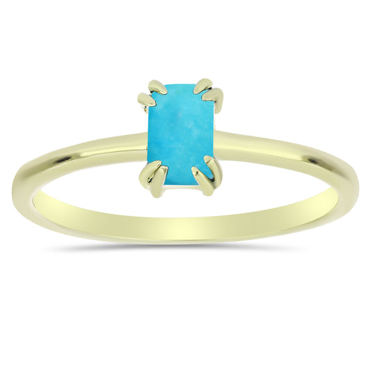 Anillo de Plata Bañada en Oro con Turquesa Bella Durmiente