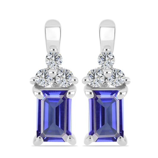 Pendientes de Plata con Tanzanita y Topacio Blanco