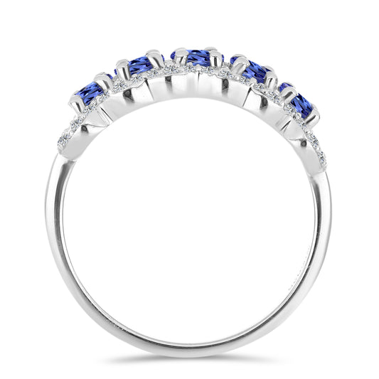 Anillo de Plata con Tanzanita y Topacio Blanco