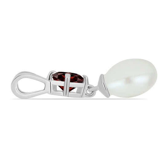 Colgante de Plata con Granate Barton y Perla de Agua Dulce