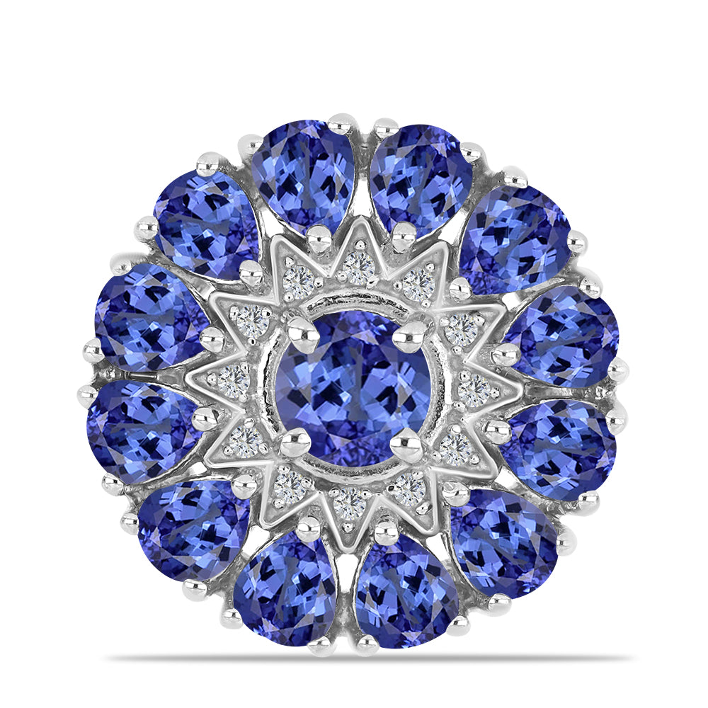 Anillo de Plata con Tanzanita y Topacio Blanco