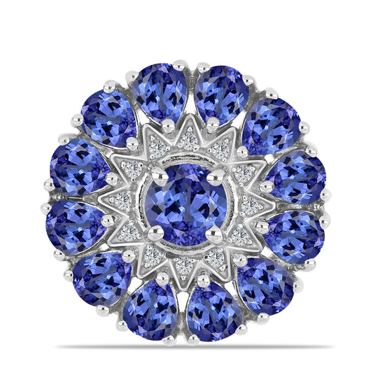 Anillo de Plata con Tanzanita y Topacio Blanco