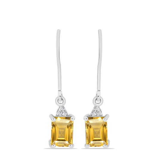 Pendientes de Plata con Citrino de los Montes Urales y Topacio Blanco