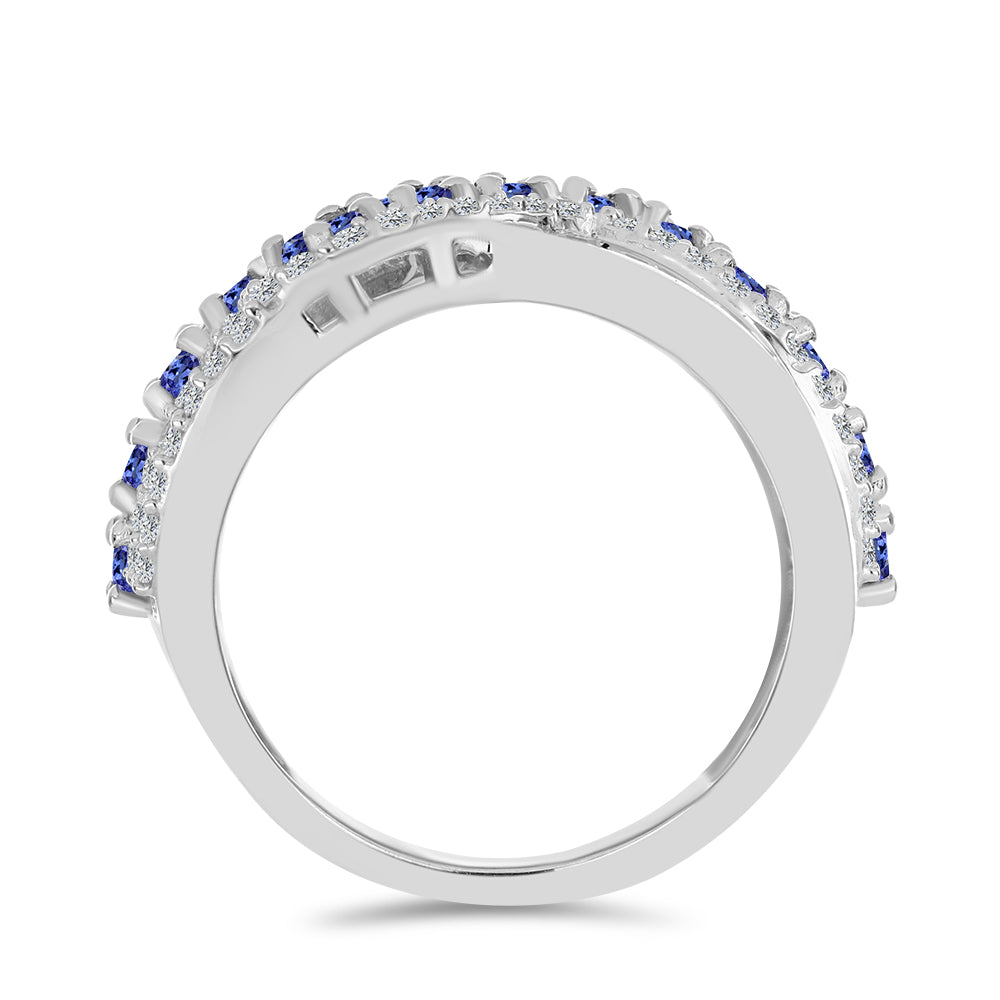 Anillo de Plata con Tanzanita y Topacio Blanco 2 