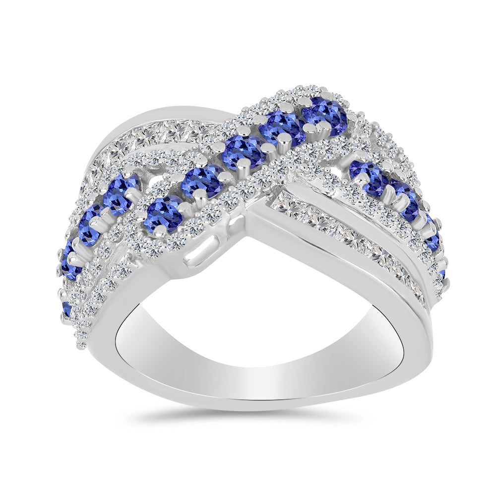 Anillo de Plata con Tanzanita y Topacio Blanco 3 