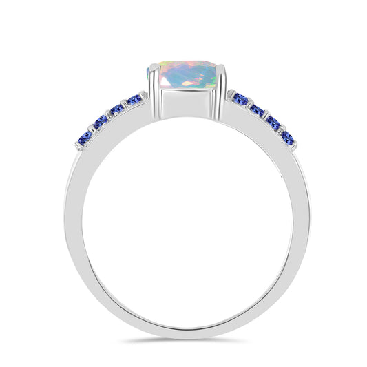 Anillo de Plata con Tanzanita y Ópalo Etíope de Lega Dembi