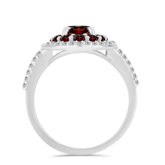 Anillo de Plata con Granate Barton y Topacio Blanco