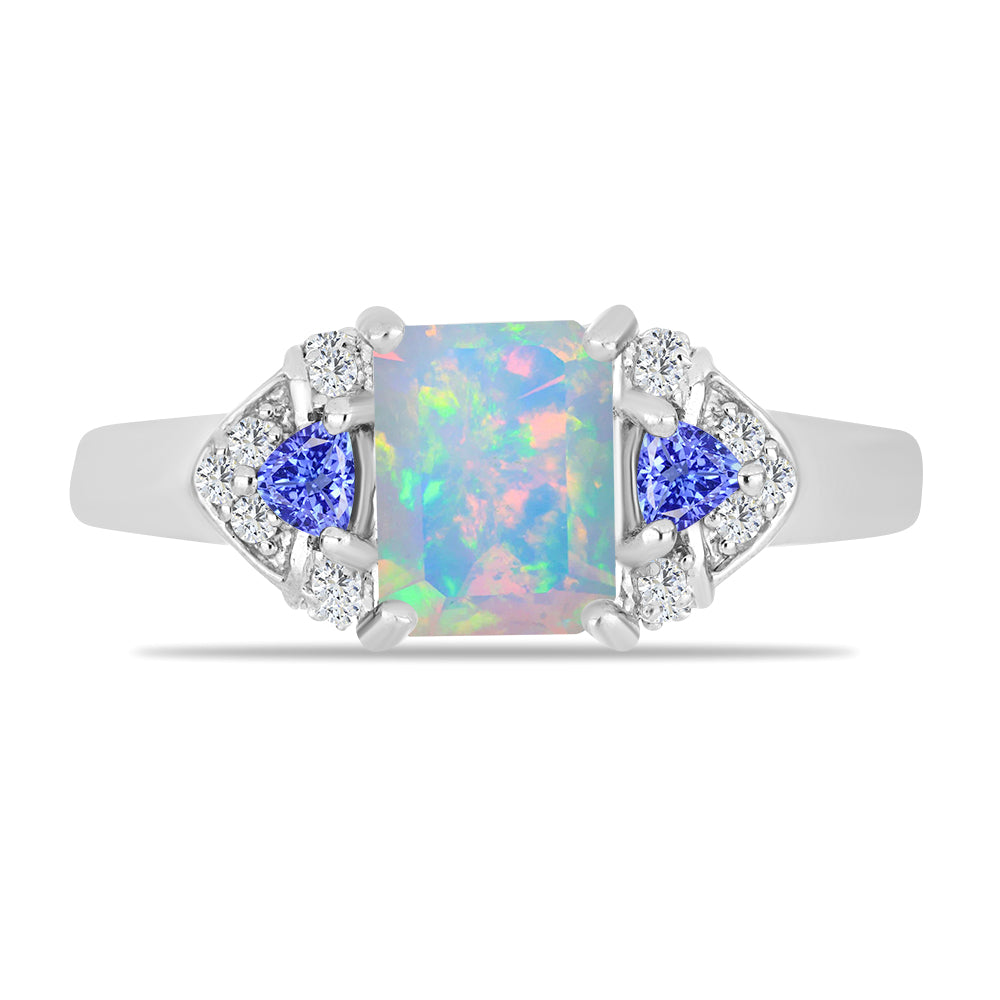 Anillo de Plata con Tanzanita y Ópalo Etíope de Lega Dembi 1 