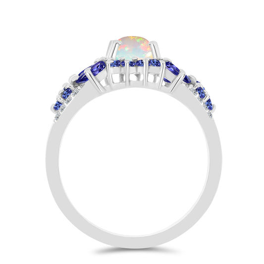 Anillo de Plata con Tanzanita y Ópalo Etíope de Lega Dembi