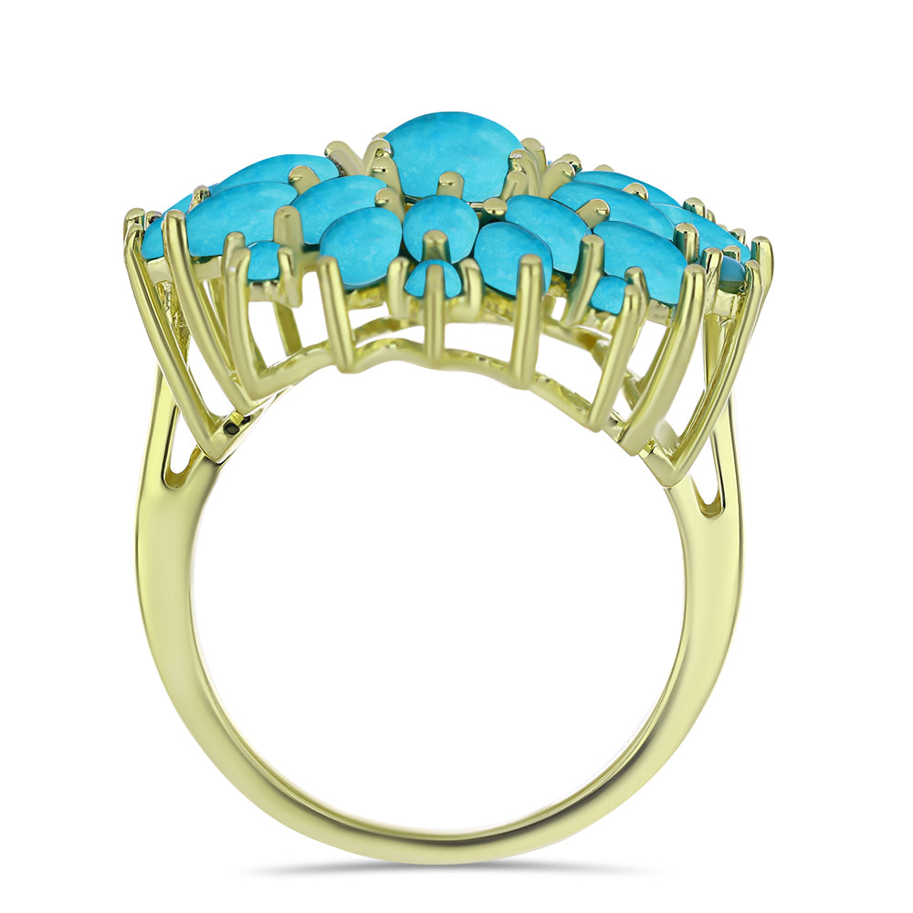 Anillo de Plata Bañada en Oro con Turquesa Bella Durmiente 2 
