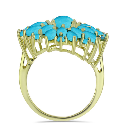 Anillo de Plata Bañada en Oro con Turquesa Bella Durmiente