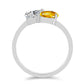 Anillo de Plata con Citrino de los Montes Urales y Topacio Blanco