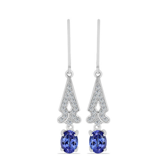 Pendientes de Plata con Tanzanita y Topacio Blanco