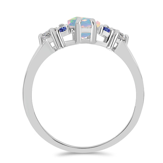 Anillo de Plata con Tanzanita y Ópalo Etíope de Lega Dembi