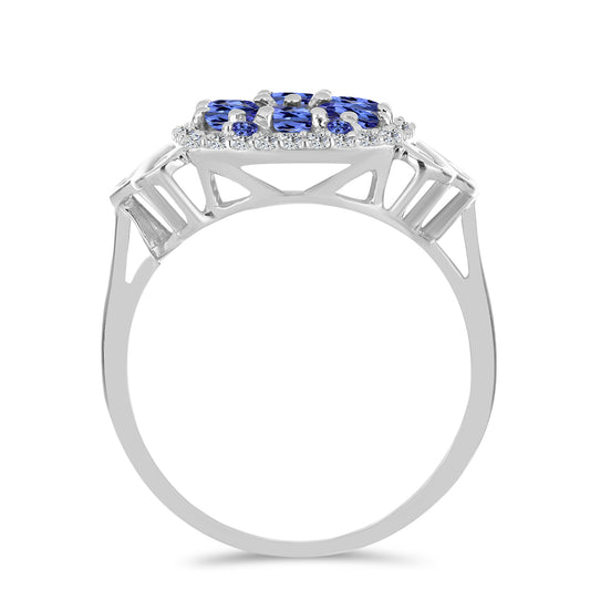 Anillo de Plata con Tanzanita y Topacio Blanco