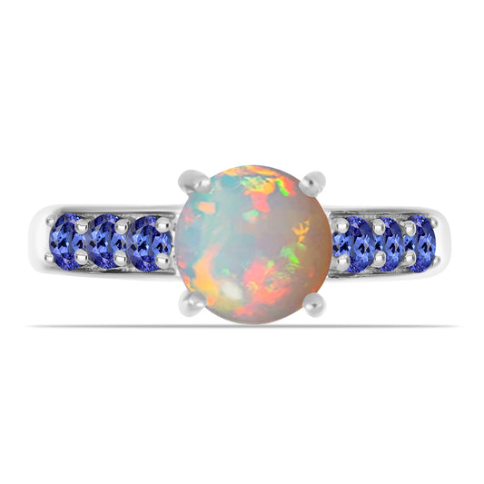 Anillo de Plata con Tanzanita y Ópalo Etíope de Lega Dembi