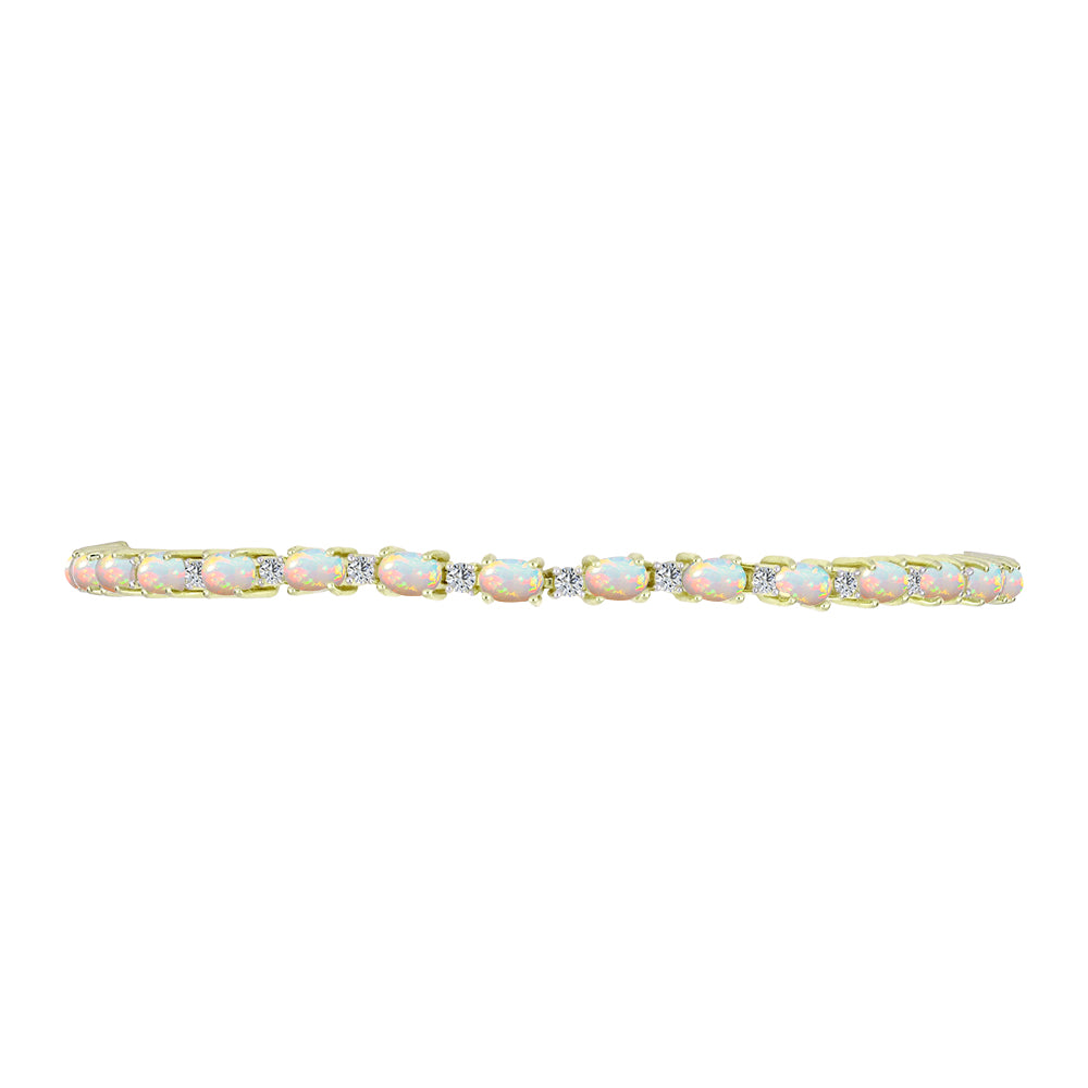 Pulsera de Plata Bañada en Oro con Ópalo Etíope de Lega Dembi y Topacio Blanco
