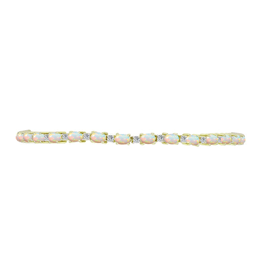Pulsera de Plata Bañada en Oro con Ópalo Etíope de Lega Dembi y Topacio Blanco