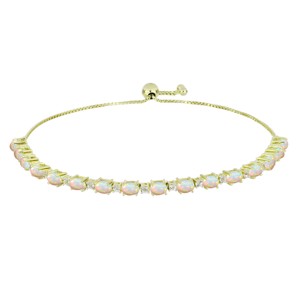 Pulsera de Plata Bañada en Oro con Ópalo Etíope de Lega Dembi y Topacio Blanco 1 