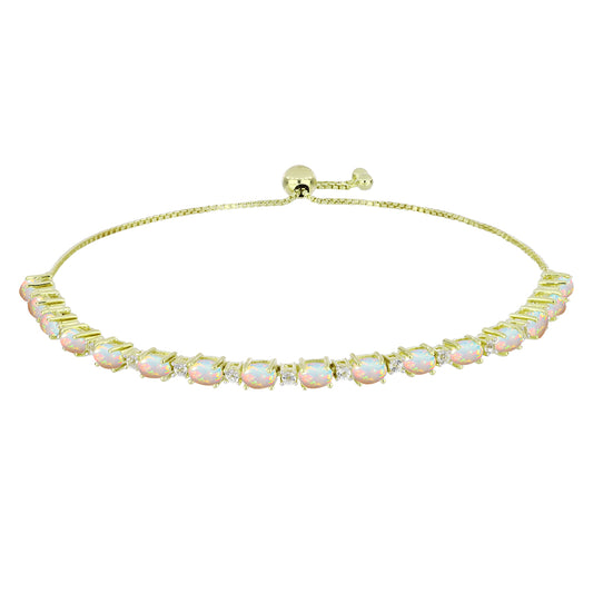 Pulsera de Plata Bañada en Oro con Ópalo Etíope de Lega Dembi y Topacio Blanco