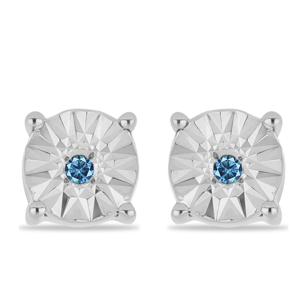 Pendientes de Plata con Diamante Azul 1 