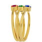 Conjunto de Plata Bañada en Oro con Rubí artificial y Esmeralda artificial ( Anillo )