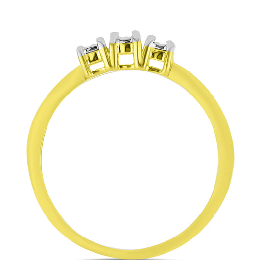 Anillo de Plata Bañada en Oro con Diamante blanco