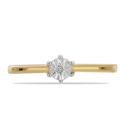 Anillo de Plata Bañada en Oro con Diamante blanco