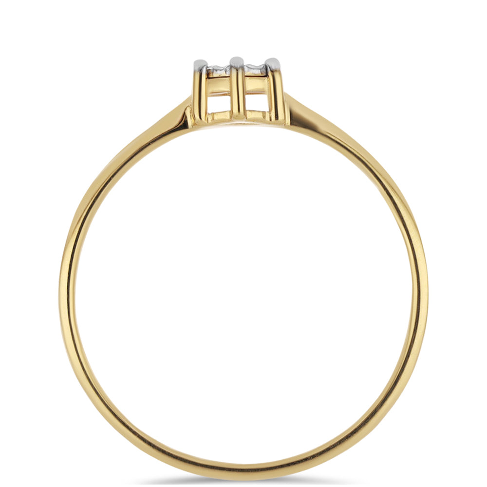 Anillo de Plata Bañada en Oro con Diamante blanco 2 